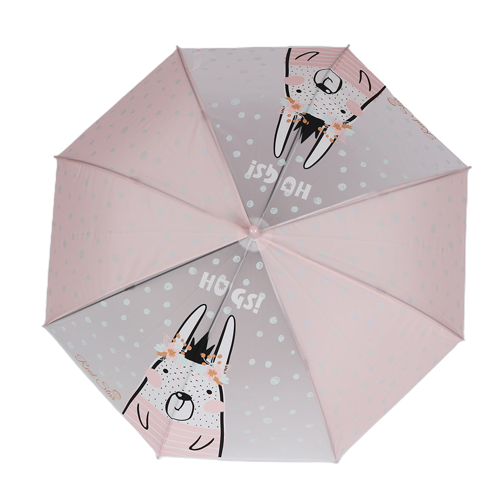 Little Surprise Box Pink Translucent Bunny Hugs, Rain And All-Season Umbrella For Kids & Adults.