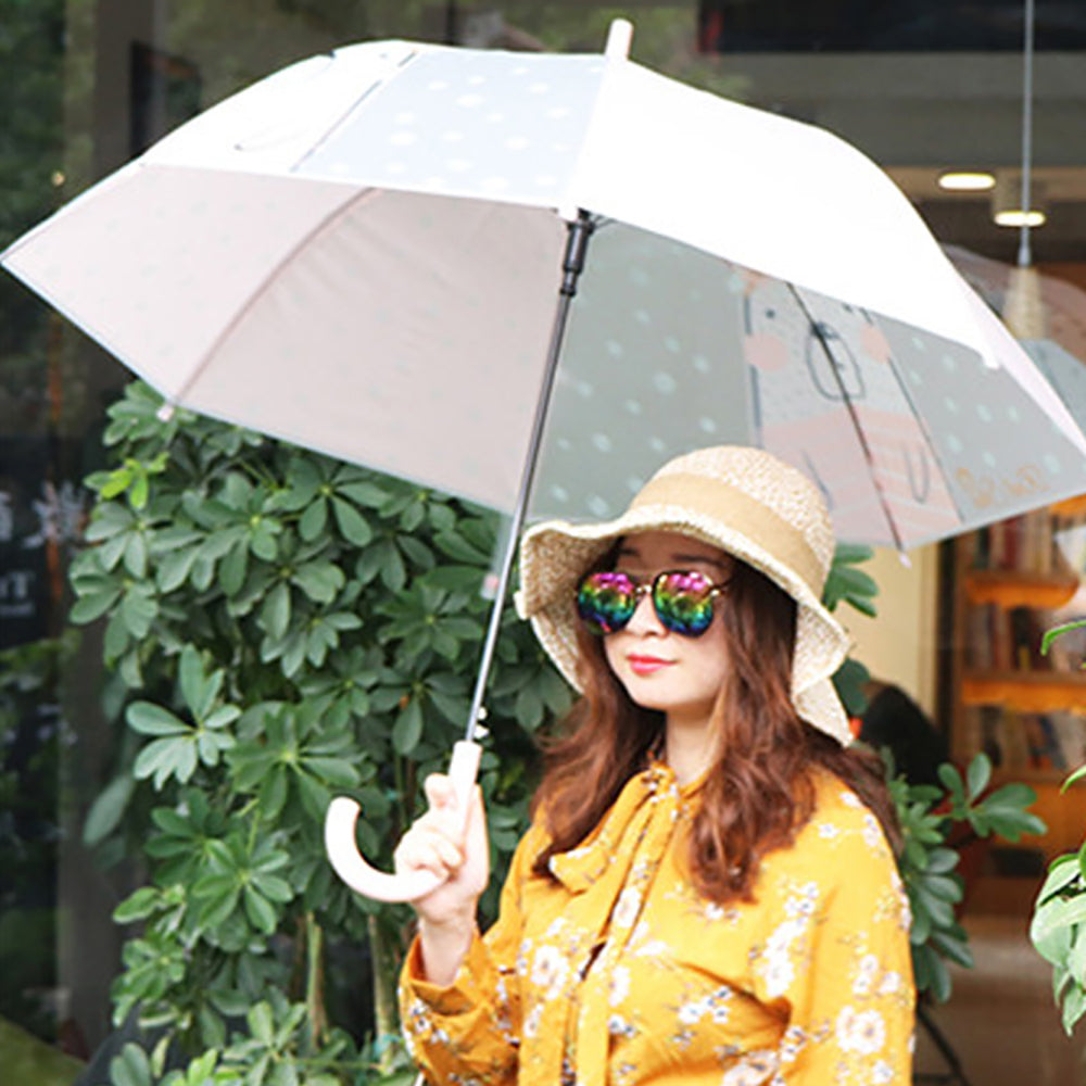 Little Surprise Box Pink Translucent Bunny Hugs, Rain And All-Season Umbrella For Kids & Adults.