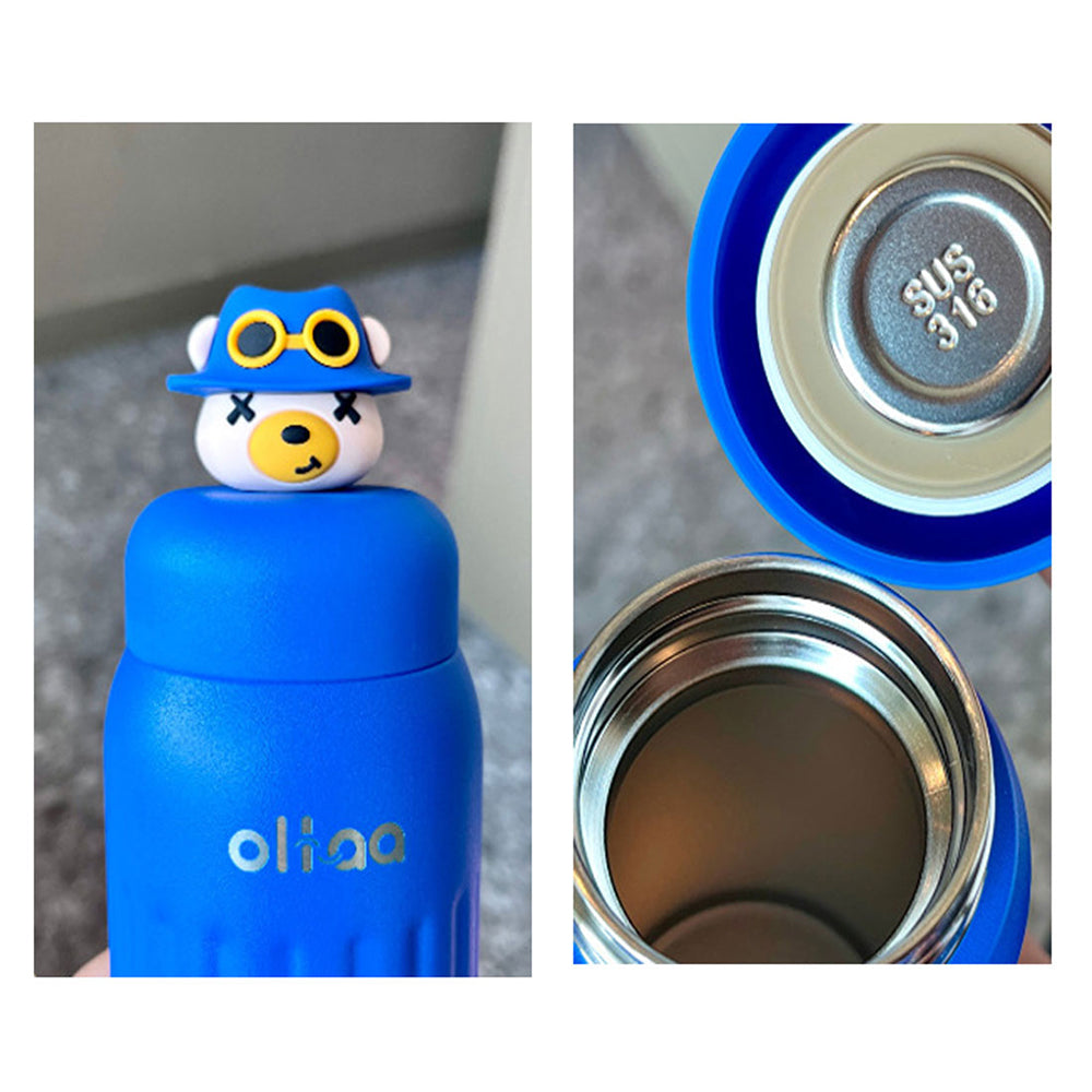 Little Surprise Box Double Tumbler Blue Bear Detachable Set Water Bottle, 400 Ml & 320Ml For Kids And Adults
