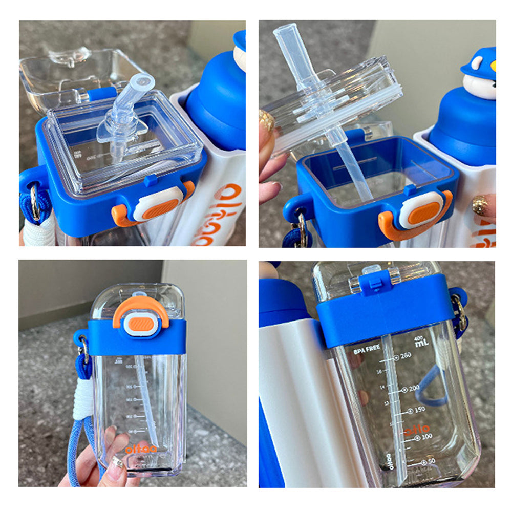 Little Surprise Box Double Tumbler Blue Bear Detachable Set Water Bottle, 400 Ml & 320Ml For Kids And Adults