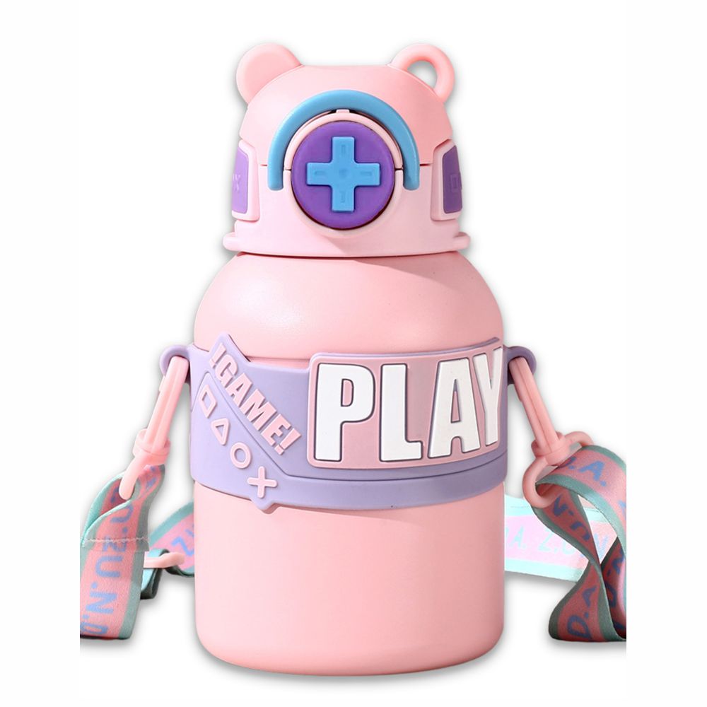 Pink Game Theme Stainless Steel Kids Water Bottle, 550ml