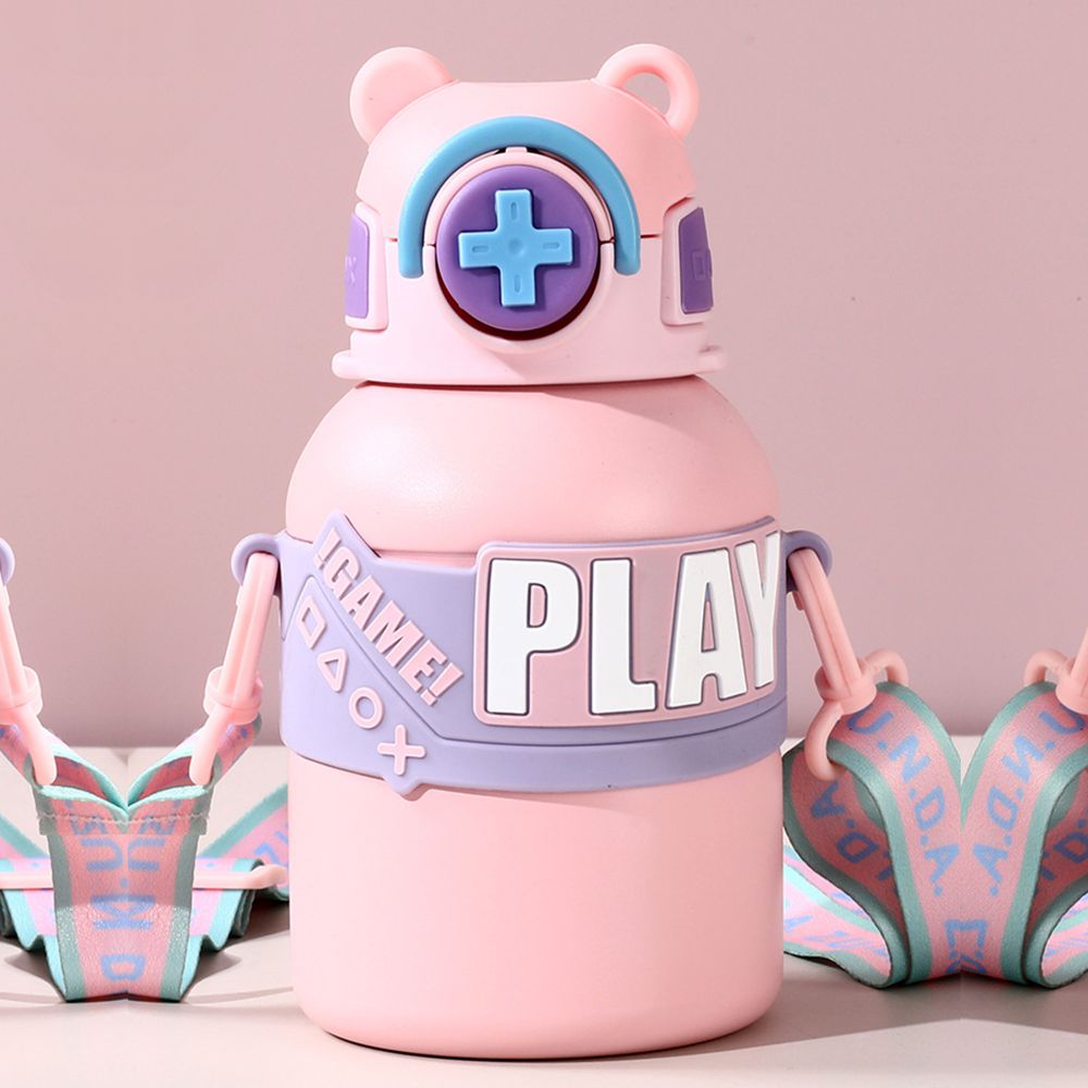 Pink Game Theme Stainless Steel Kids Water Bottle, 550ml