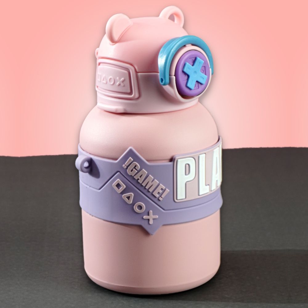 Pink Game Theme Stainless Steel Kids Water Bottle, 550ml