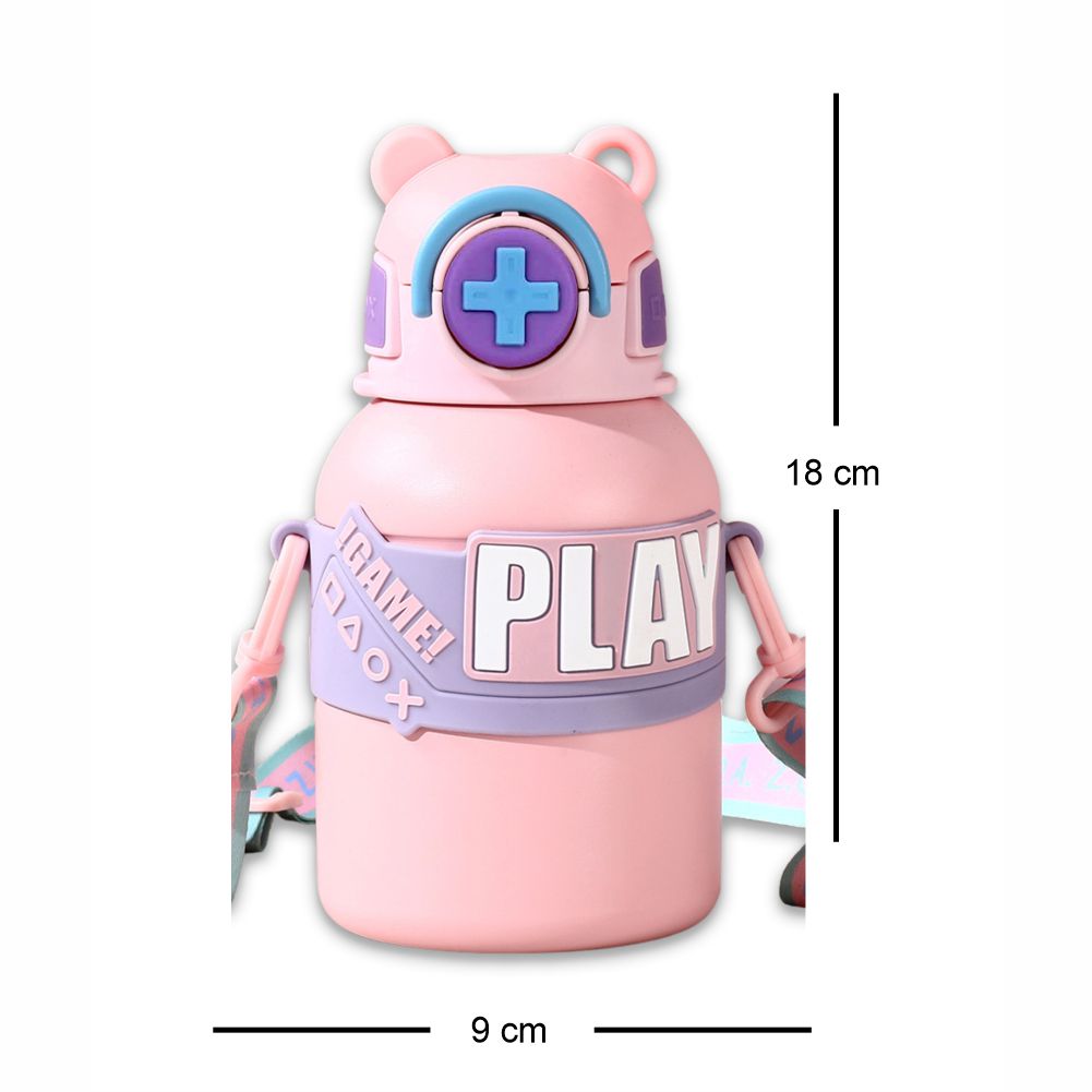 Pink Game Theme Stainless Steel Kids Water Bottle, 550ml
