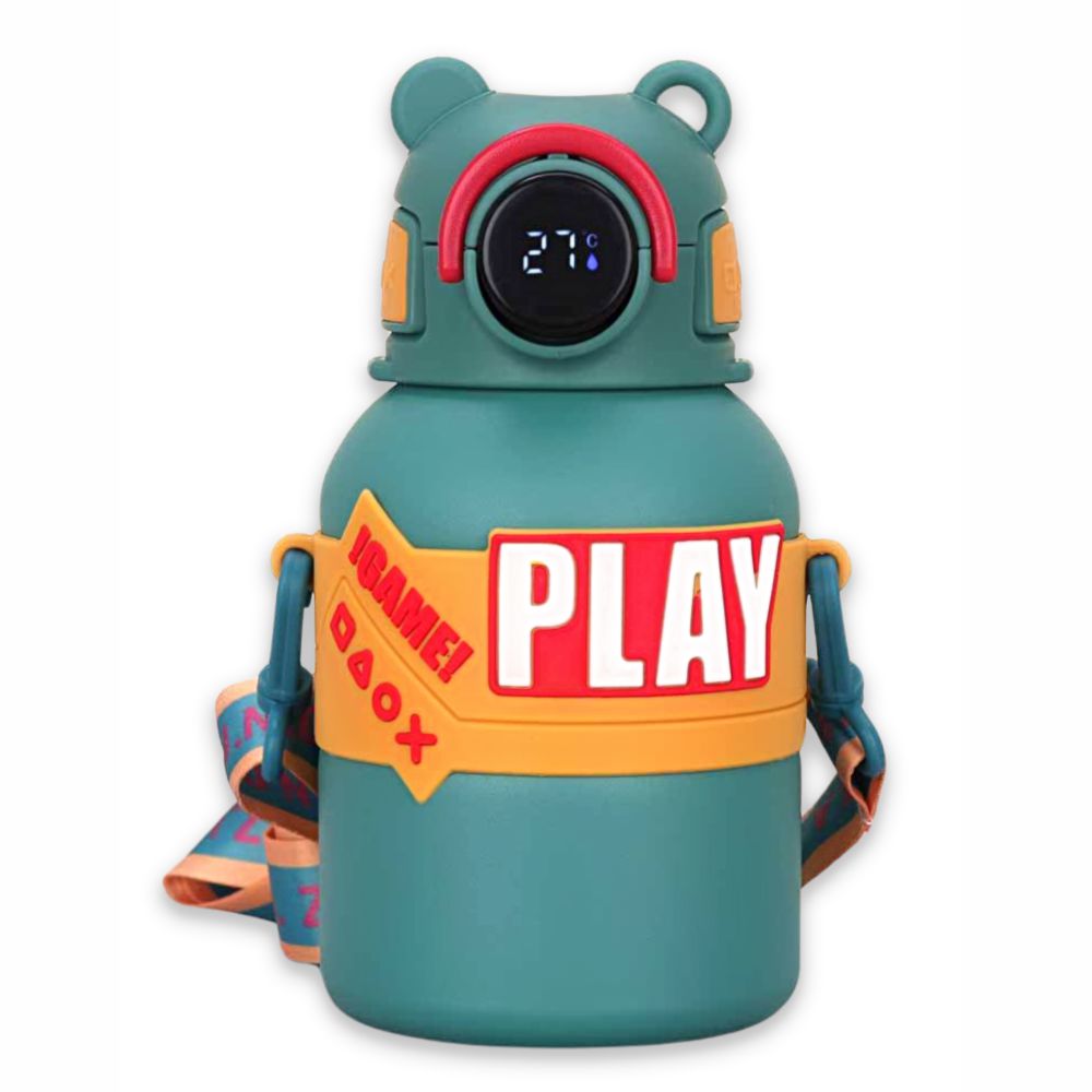 Little Surprise Box, Olive Game Theme tempertaure Controlled Stainless Steel Kids Water Bottle, 550ml