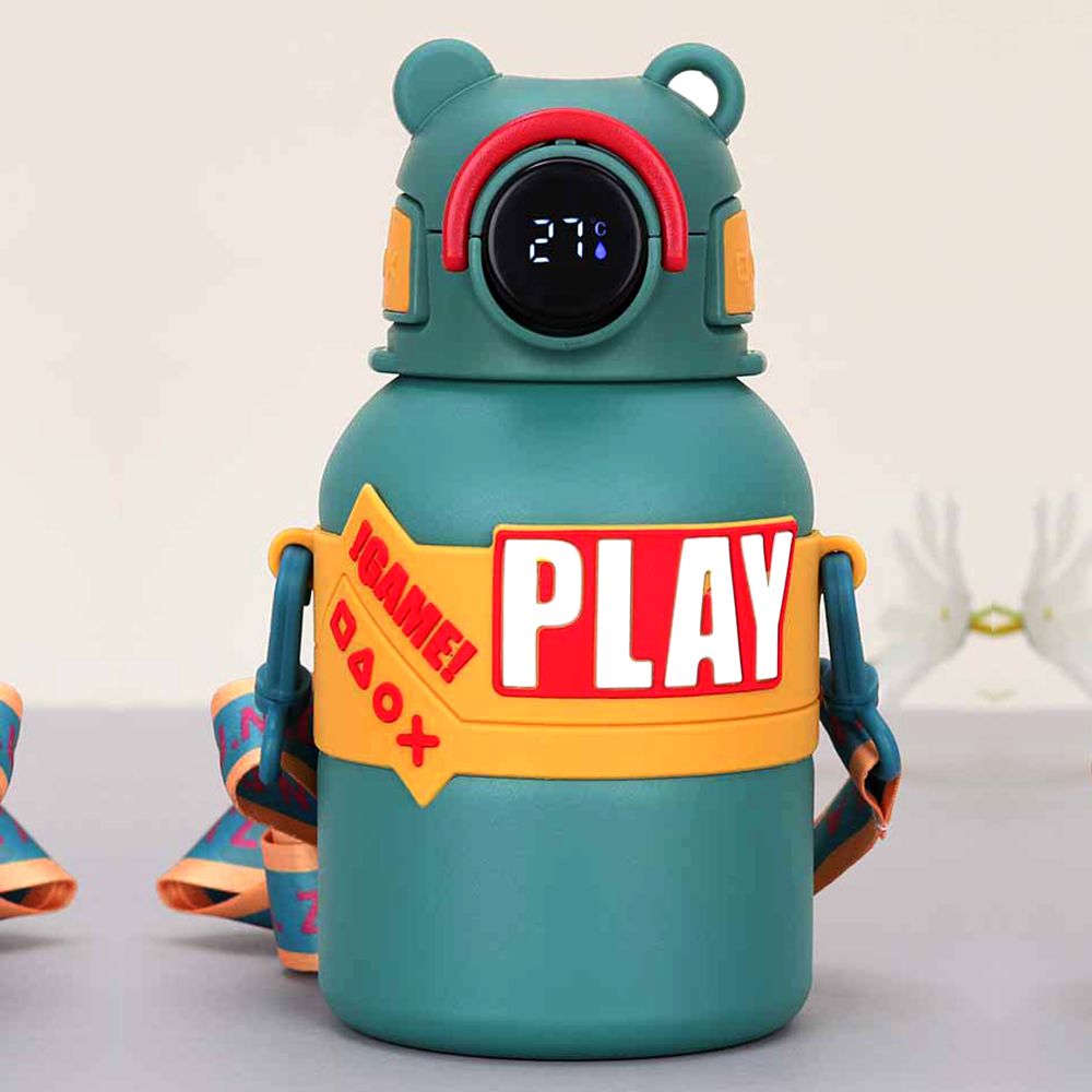 Little Surprise Box, Olive Game Theme tempertaure Controlled Stainless Steel Kids Water Bottle, 550ml