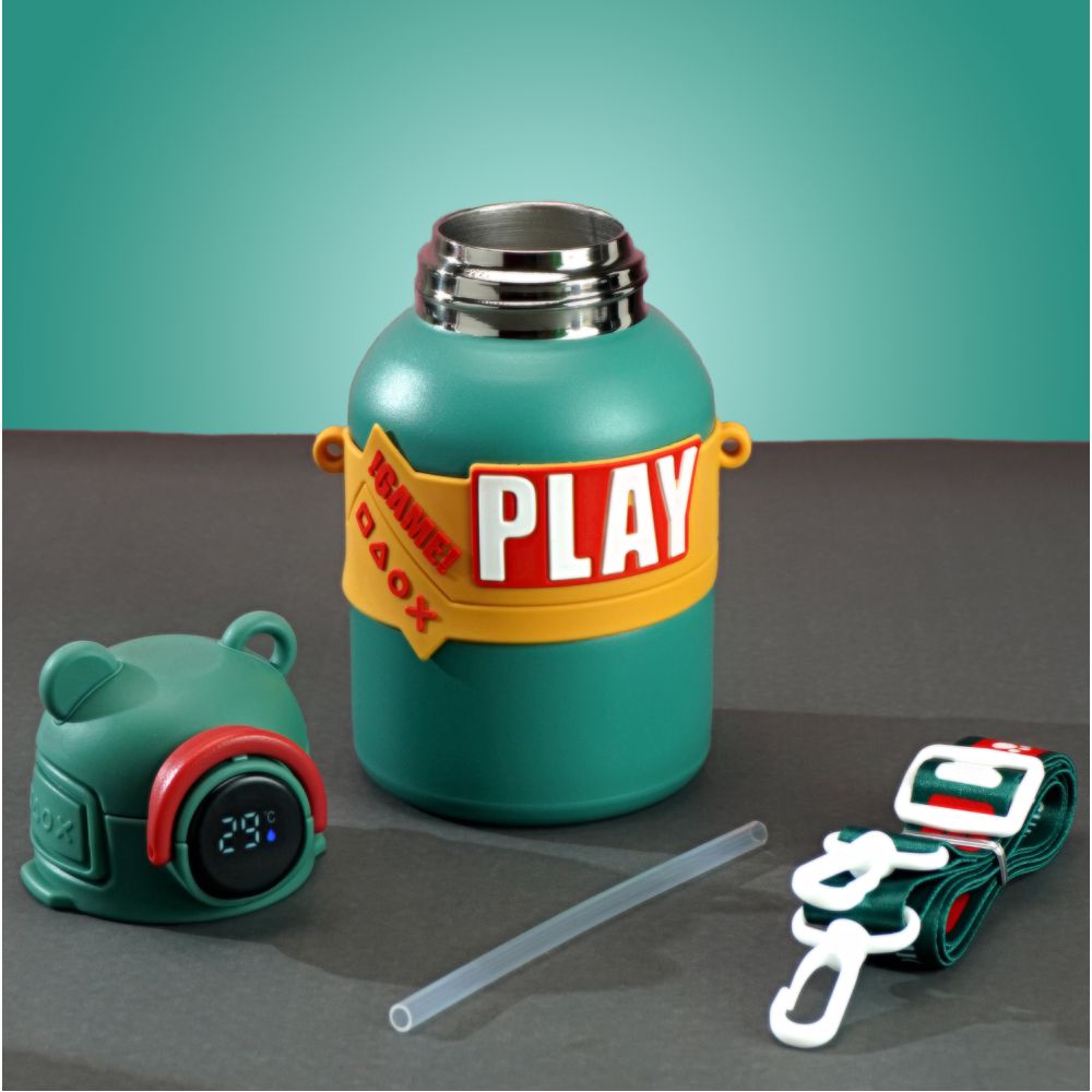 Little Surprise Box, Olive Game Theme tempertaure Controlled Stainless Steel Kids Water Bottle, 550ml