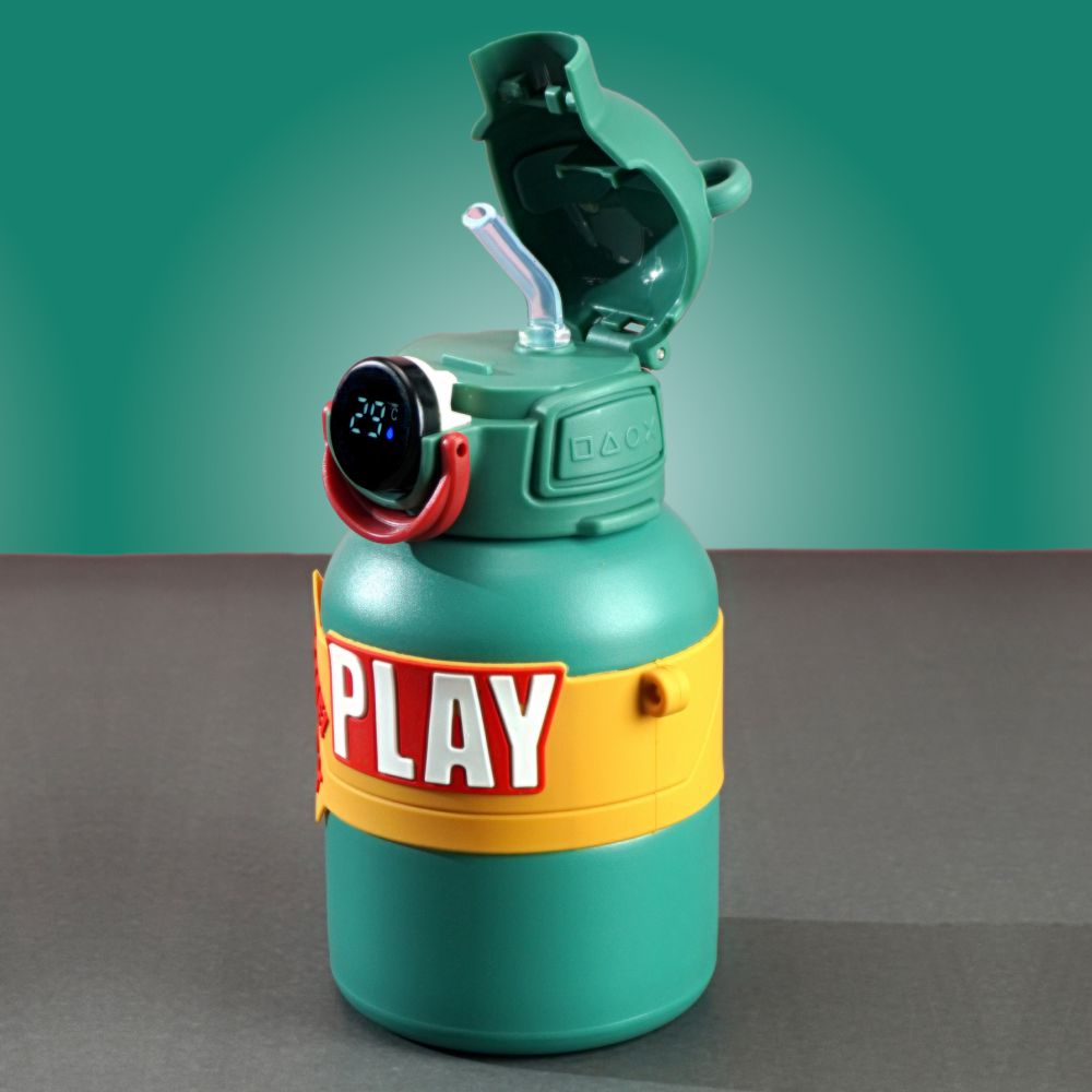 Little Surprise Box, Olive Game Theme tempertaure Controlled Stainless Steel Kids Water Bottle, 550ml