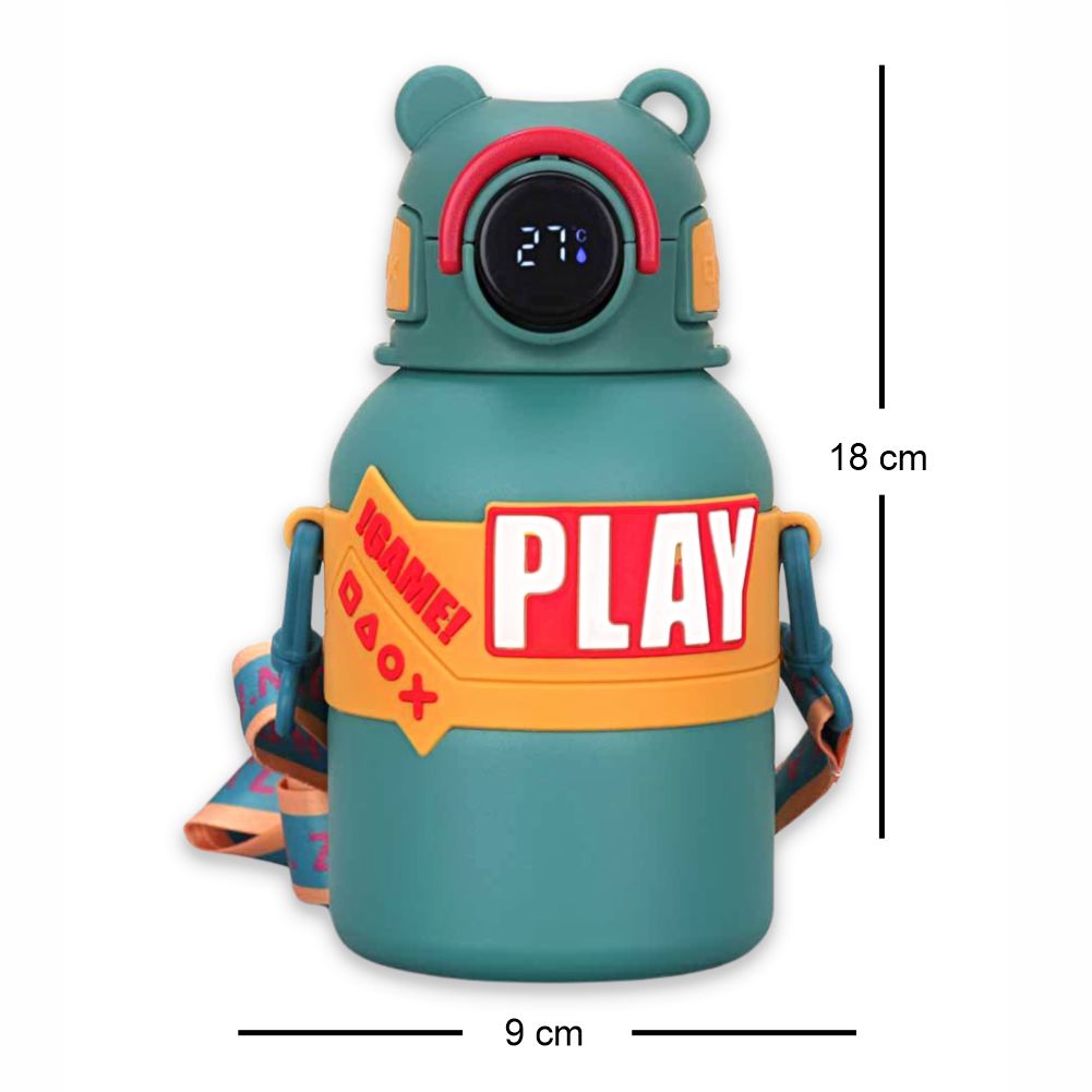 Little Surprise Box, Olive Game Theme tempertaure Controlled Stainless Steel Kids Water Bottle, 550ml