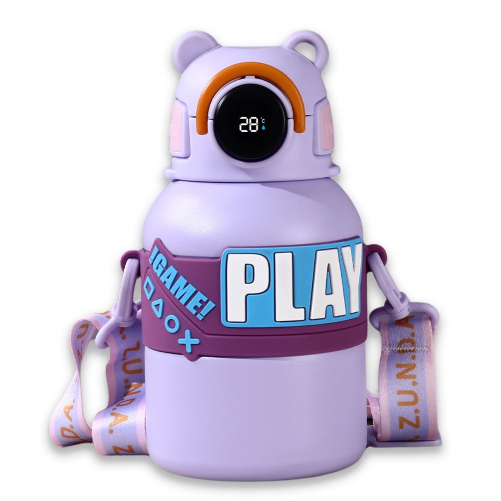 Little Surprise Box, Purple Game Theme tempertaure Controlled Stainless Steel Kids Water Bottle, 550ml