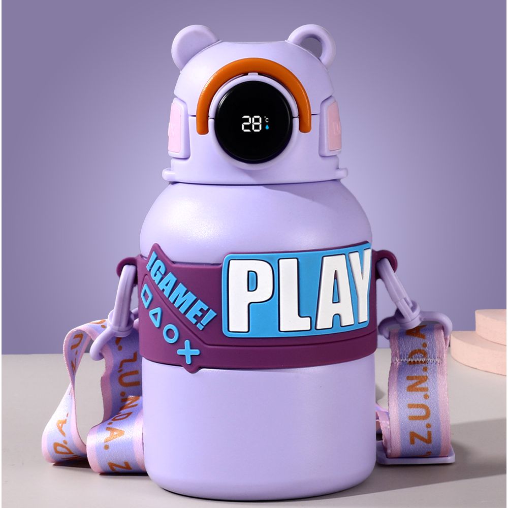 Little Surprise Box, Purple Game Theme tempertaure Controlled Stainless Steel Kids Water Bottle, 550ml