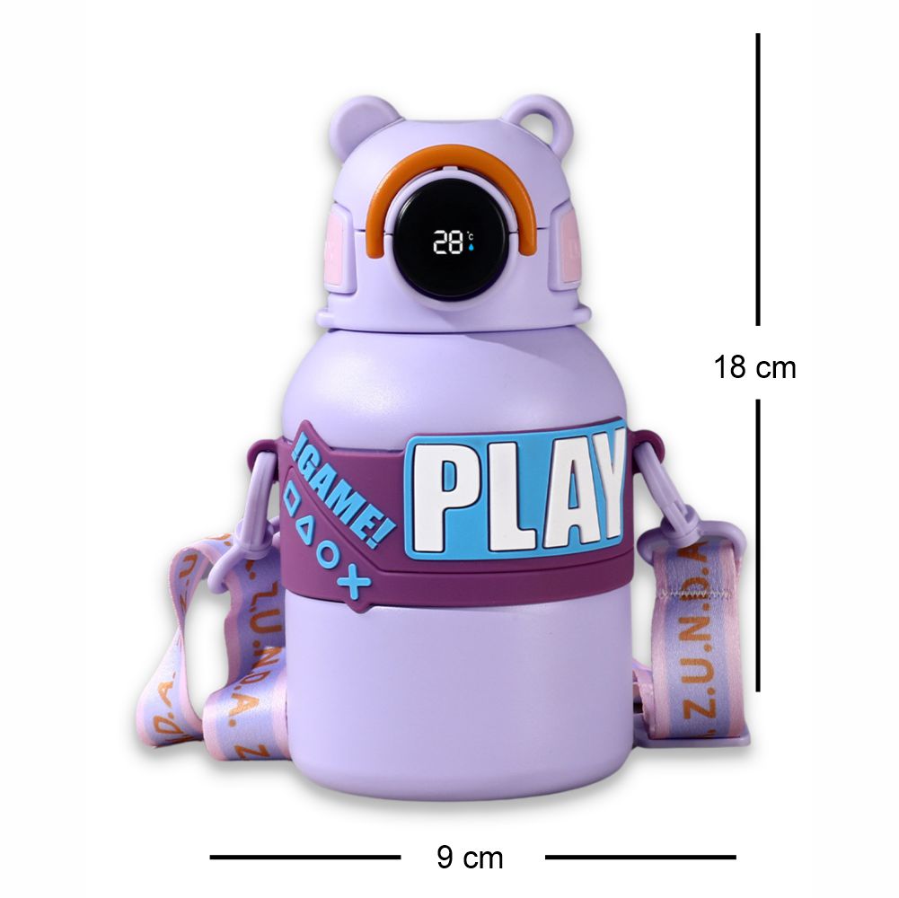 Little Surprise Box, Purple Game Theme tempertaure Controlled Stainless Steel Kids Water Bottle, 550ml