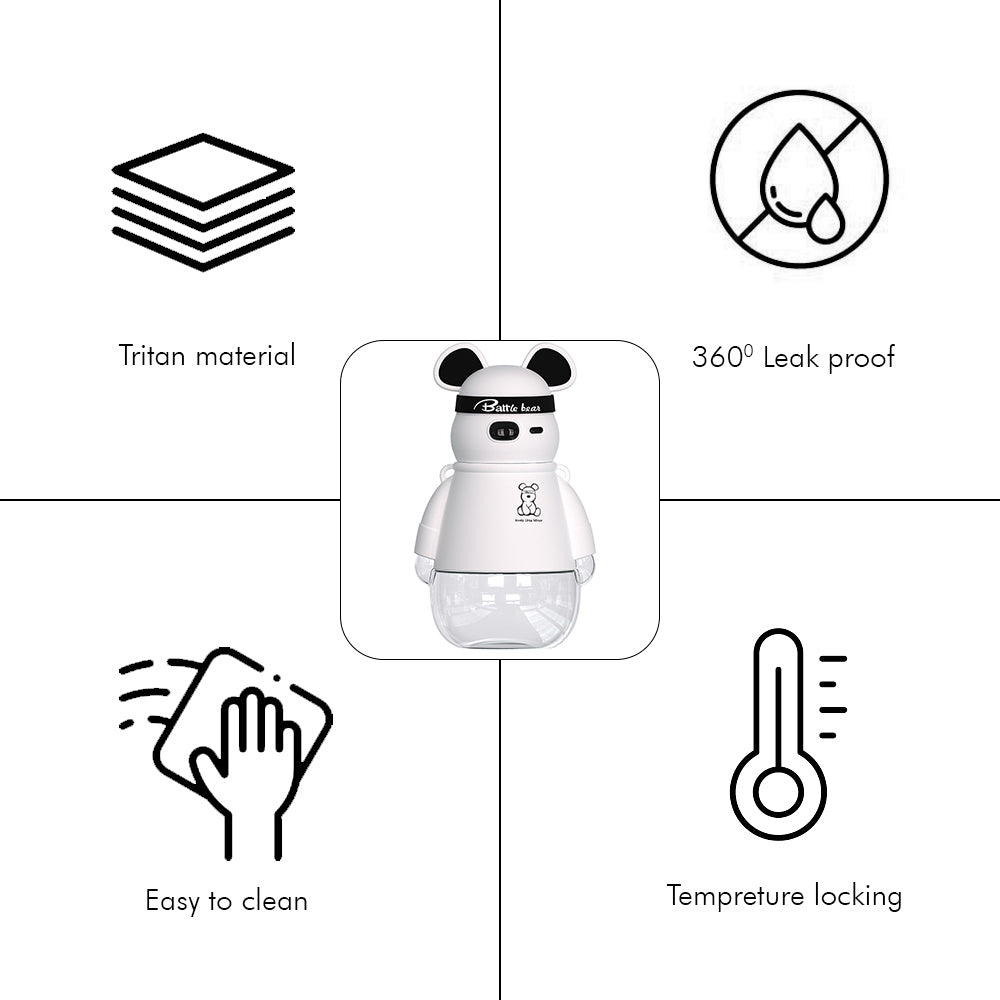 Little Surprise White, Kelly Jo Bear Water Bottle For Kids And Adults, 1100 Ml, Black