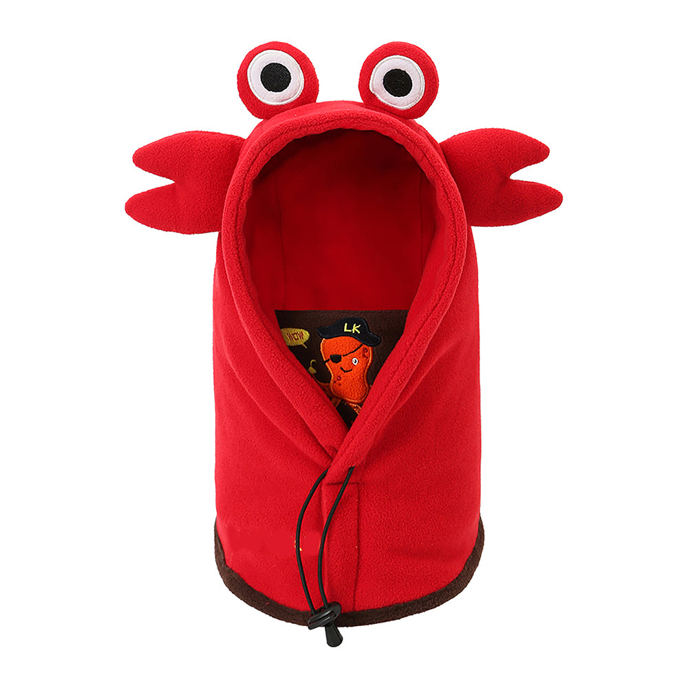 Little Surprise Box 3dCrab Theme Fleece Winter Cap Covering Mouth, Neck And Head For Minus Degree Temperature, 5 Yrs And Above