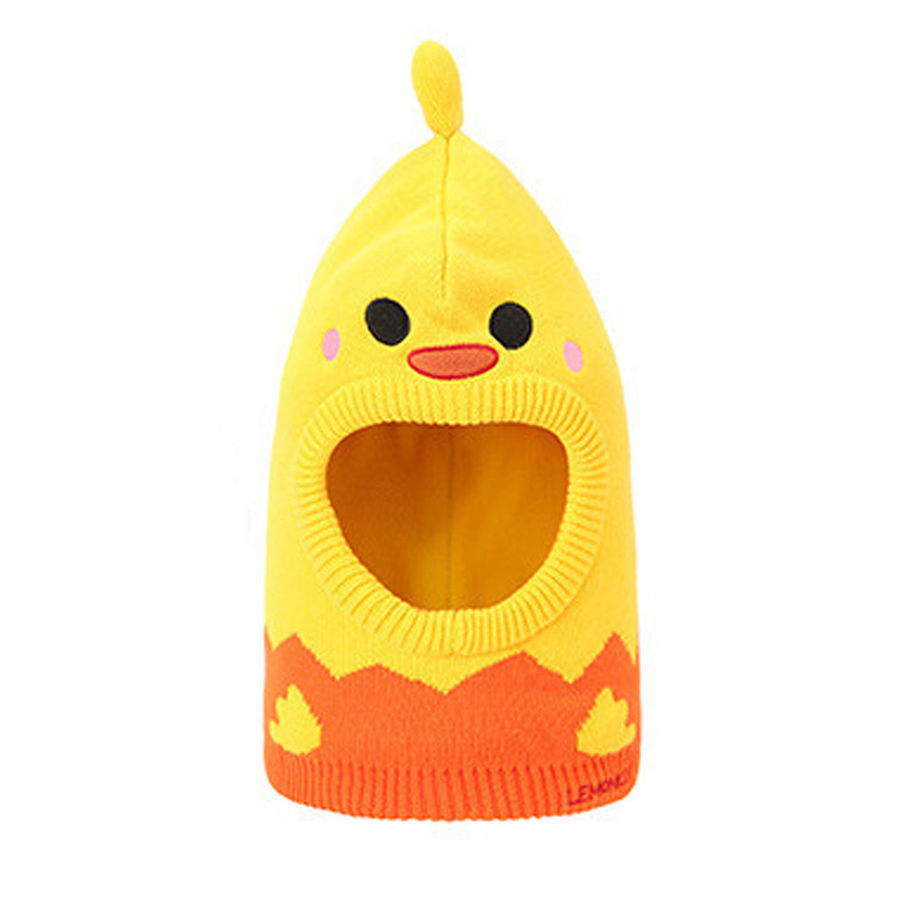 Little Surprise Box Knitted Yellow Duckling theme Winter Cap covering Neck , Ears and Head for Minus degree Temperature, 5 yrs and above