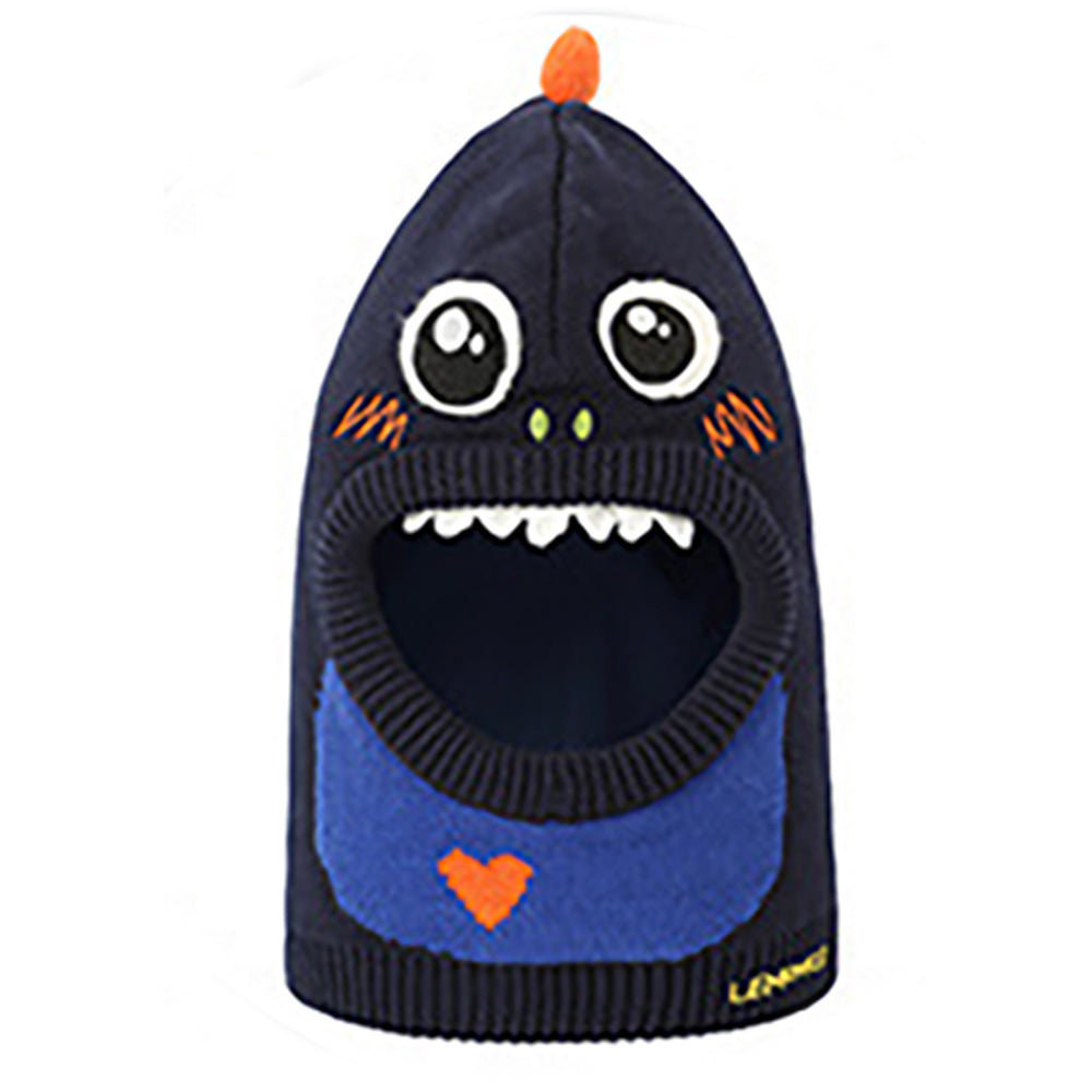 Little Surprise Box Knitted Dino Mini Heart themed Winter Cap Covering Neck , Ears And Head For Minus Degree Temperature, 5 Yrs And Above