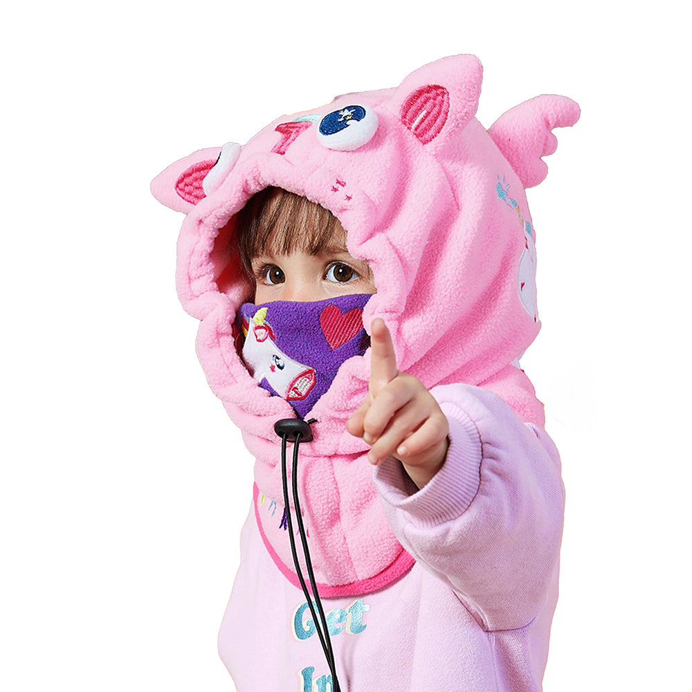 Little Surprise Box Light Pink Uni Fleece Winter Cap Covering Mouth, Neck And Head For Minus Degree Temperature, 5 yrs And Above