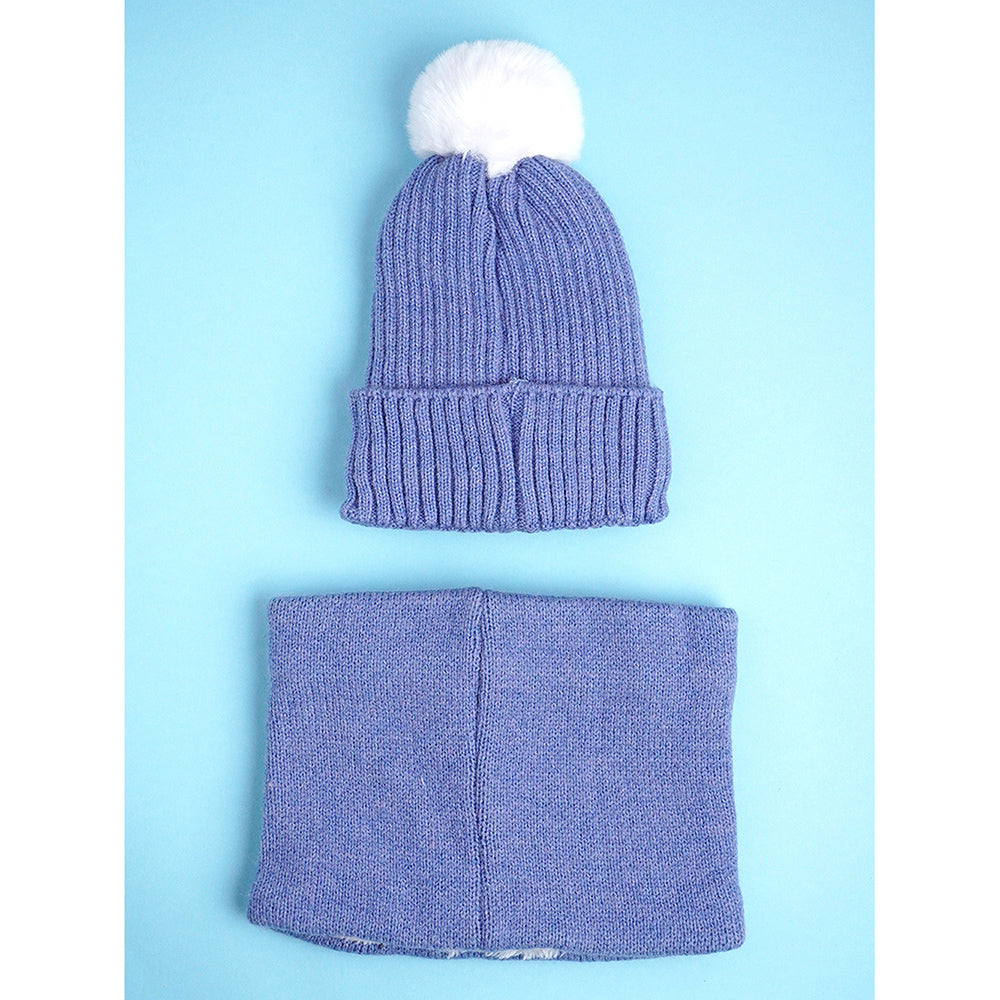 Little Surpise Box 2Pcs Themed Blue Party Dino Themed Beanie Winter Cap With Matching Neck Cuff Style Muffler For Kids