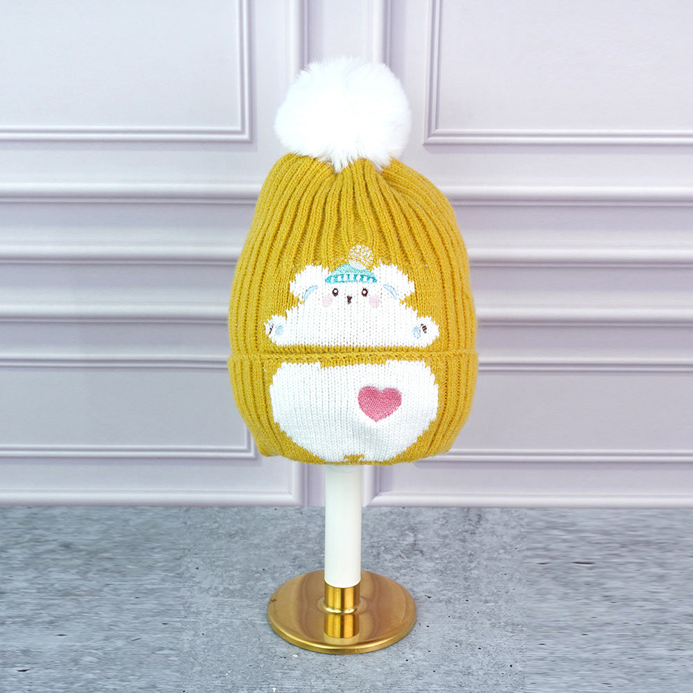 Little Surpise Box 2Pcs Occur White Bear Themed Beanie Winter Cap With Matching Long Style Neck Mufflers For Kids