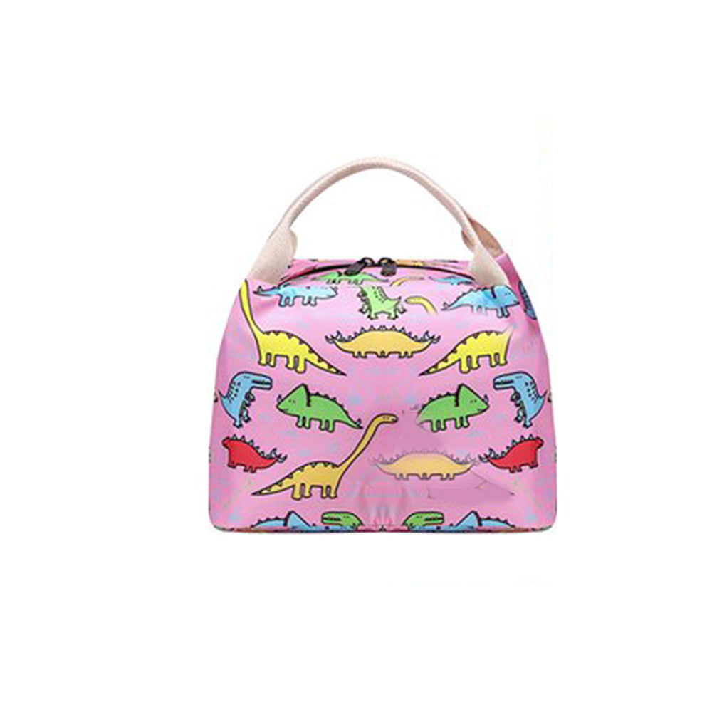 Dino Park 3 Pcs Matching Backpack With Lunch Bag & Stationery Pouch, Pink