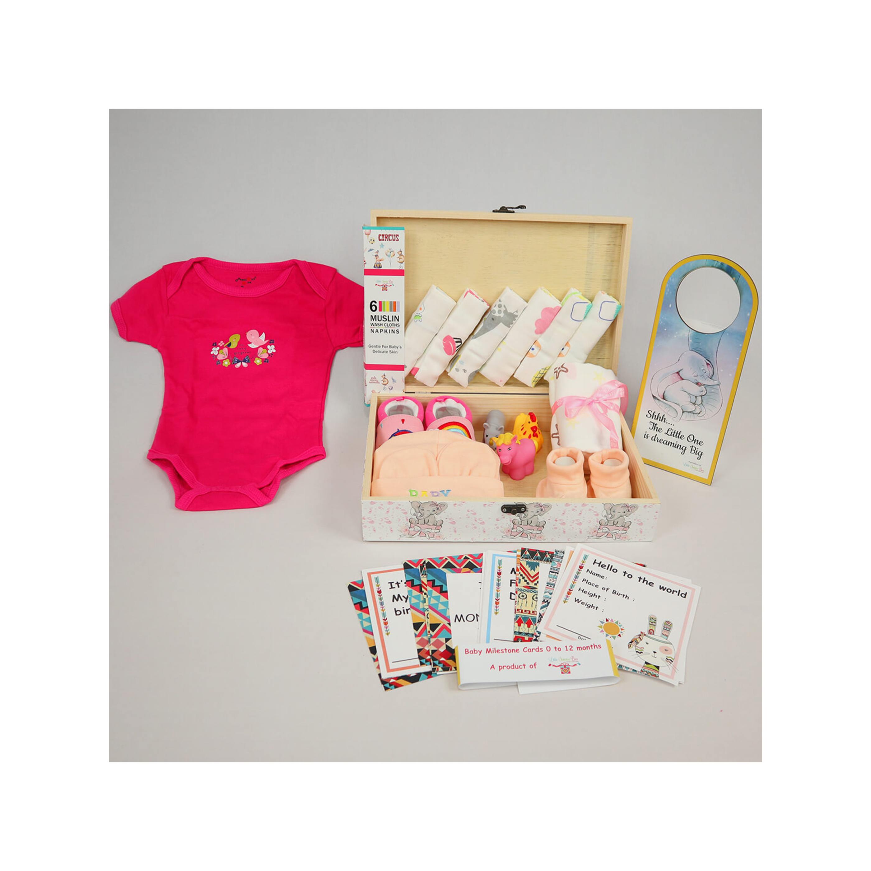 Little Surprise Box Newborn Little Princess Pinewood Gift Hamper Box Set (Pink)