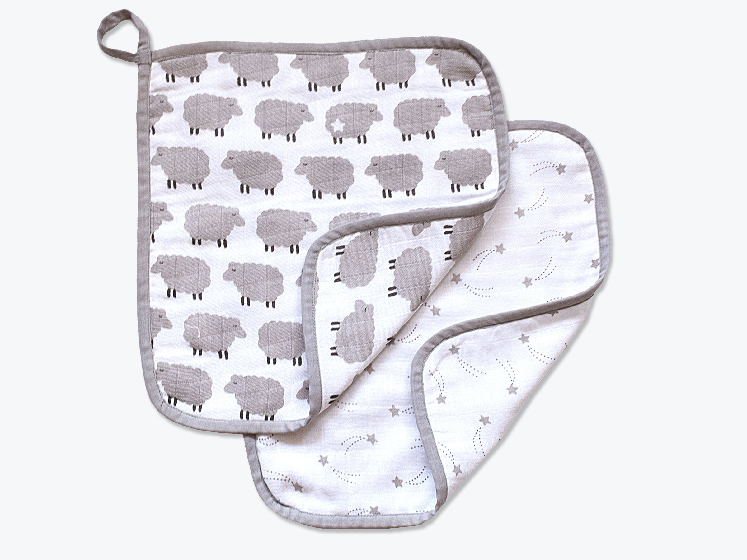 Masilo Organic Muslin Washcloths (Set of 2) – Counting Sheep