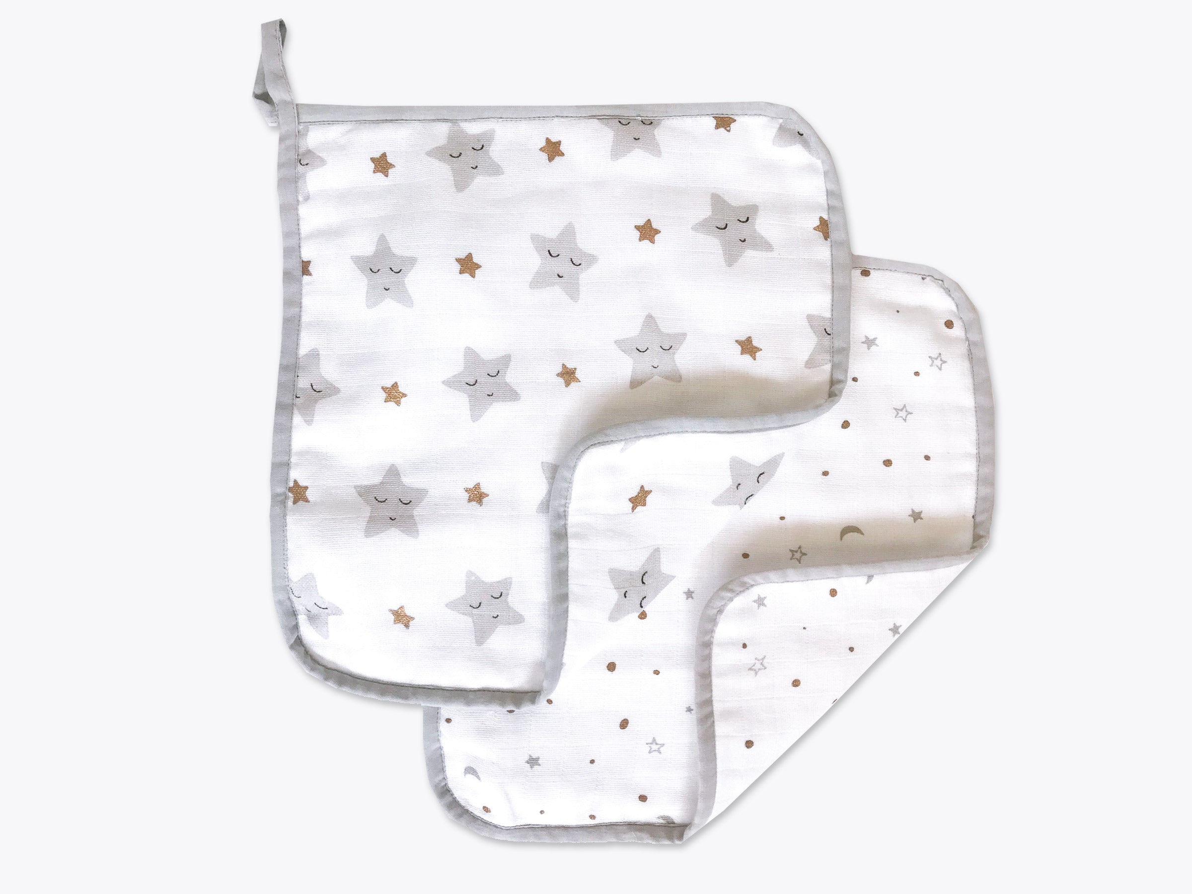 Masilo  Organic Muslin Washcloths (Set of 2) – Sleepy Star (Metallic)