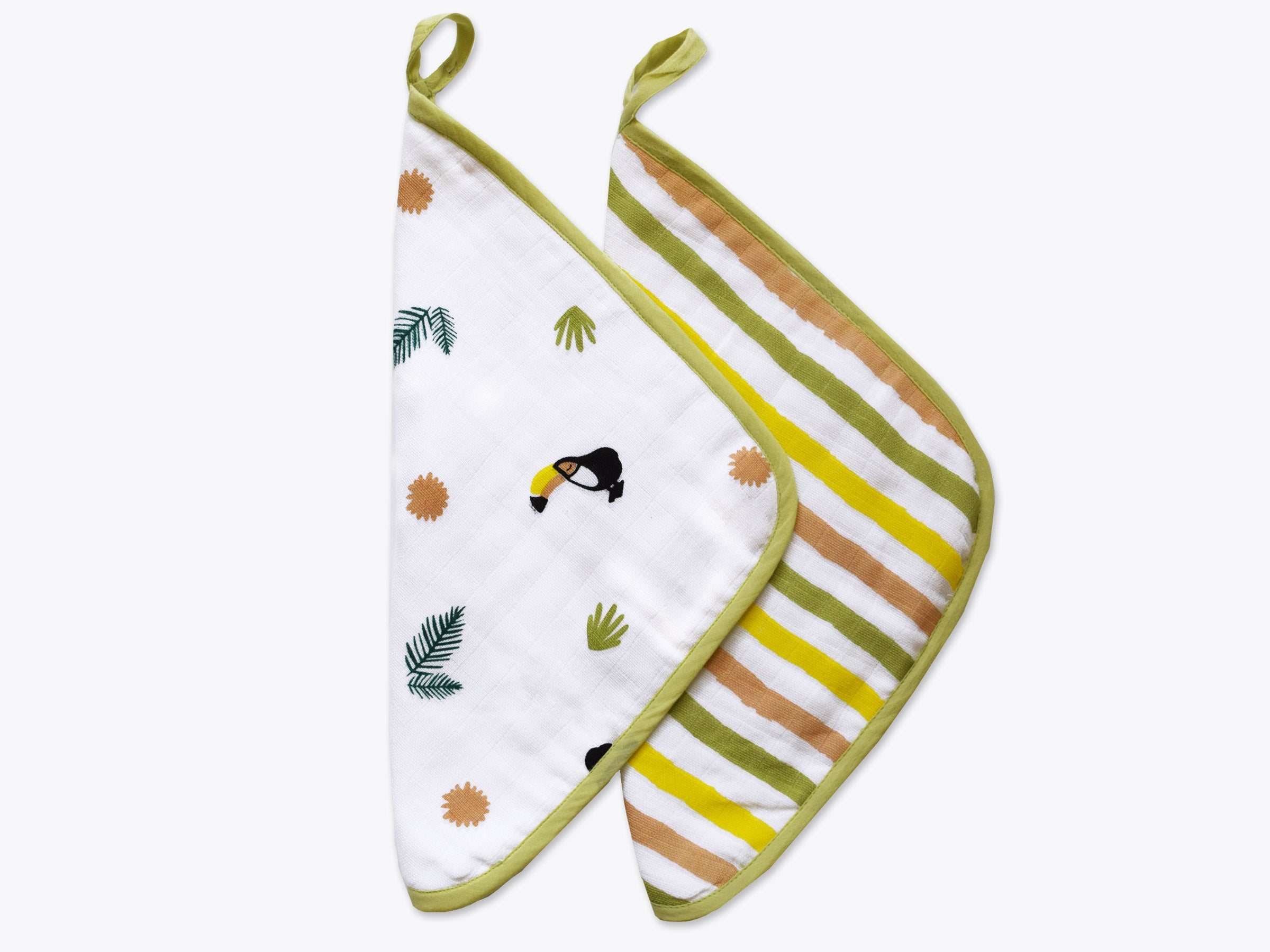 Masilo Organic Muslin Washcloths (Set of 2) – Tropical Toucan