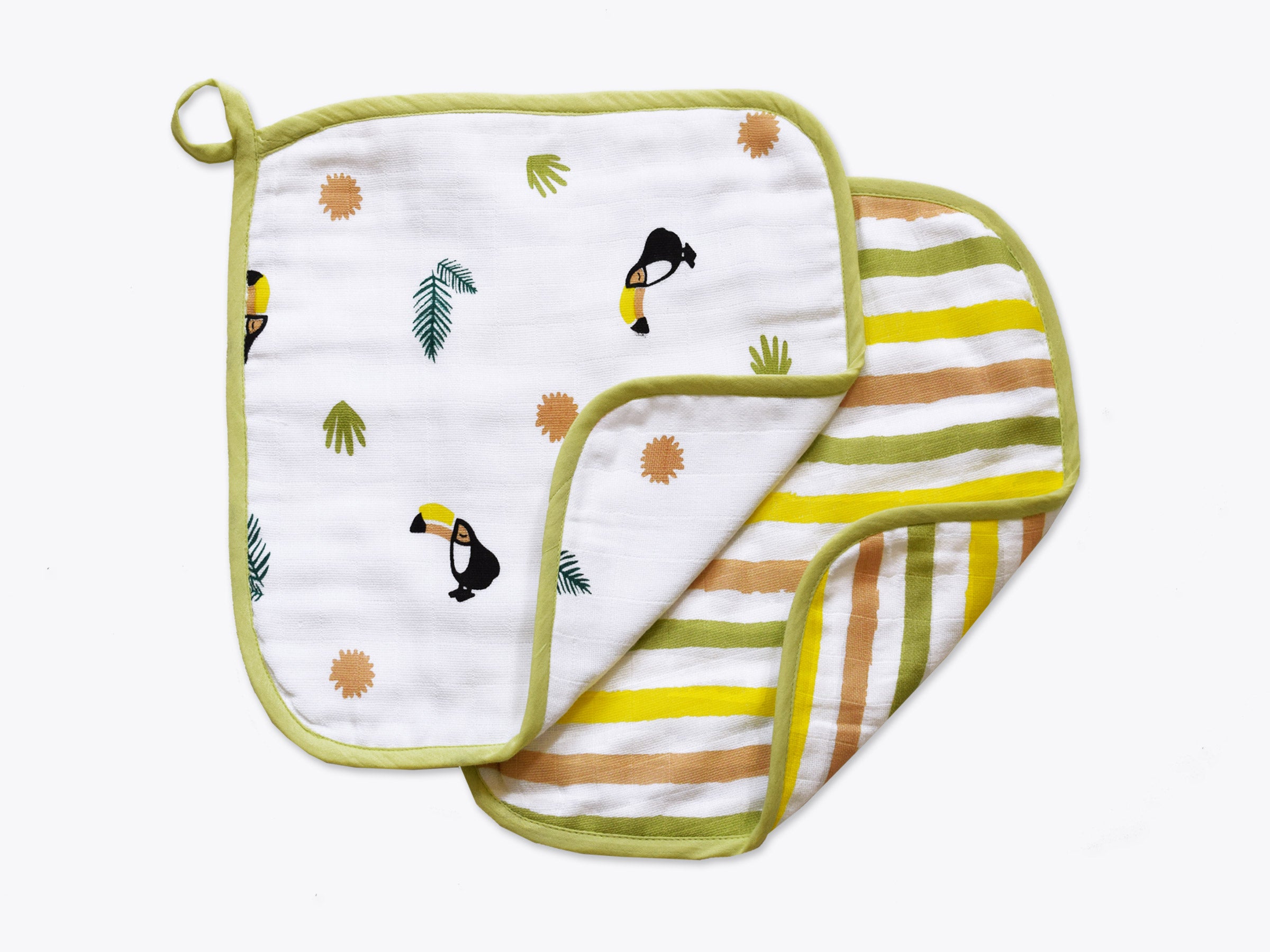 Masilo Organic Muslin Washcloths (Set of 2) – Tropical Toucan