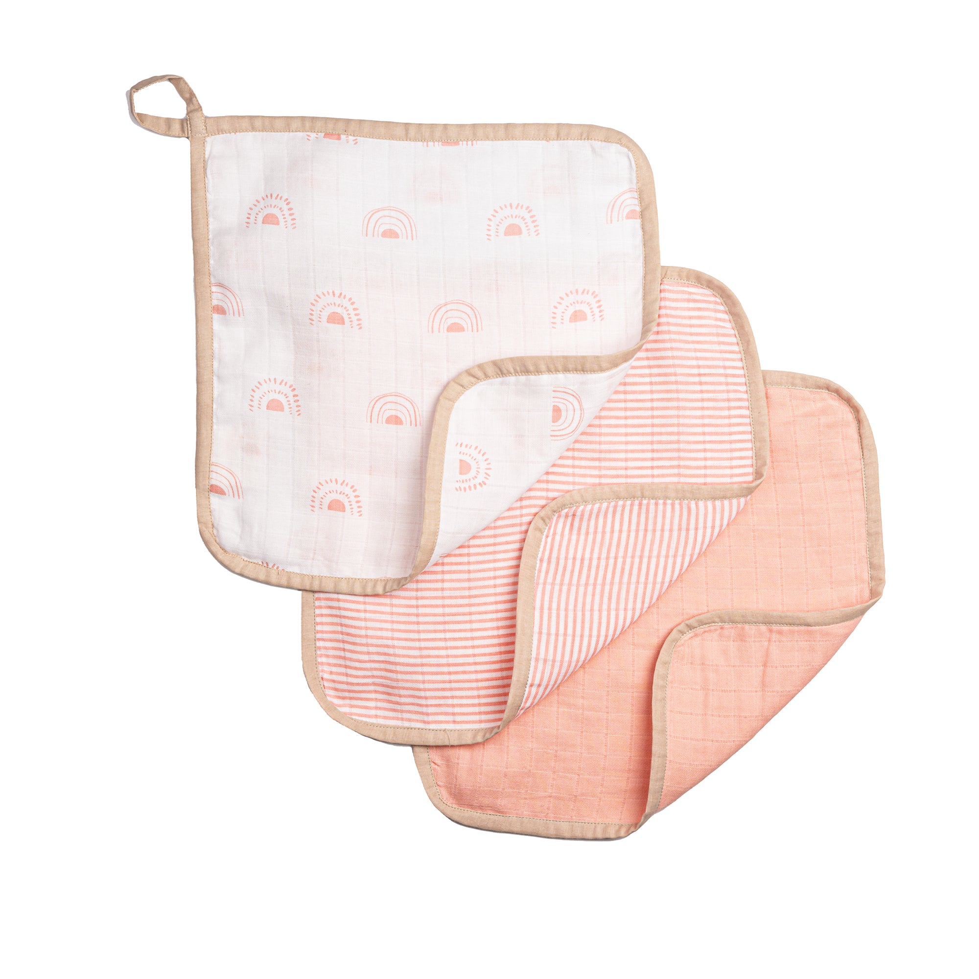 Organic Muslin Washcloths (Set of 3) - Rainbow