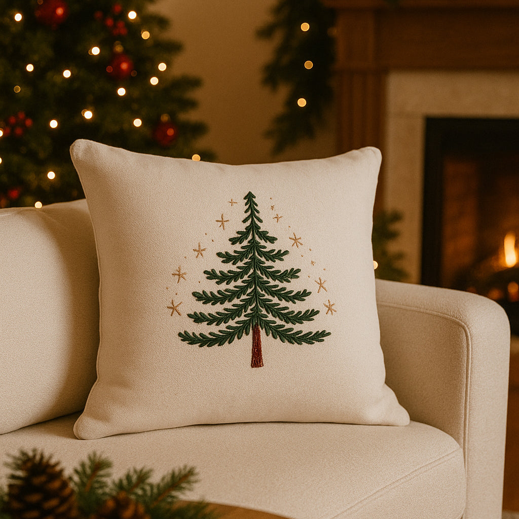 Masilo Linen Throw Cushion - Christmas Tree