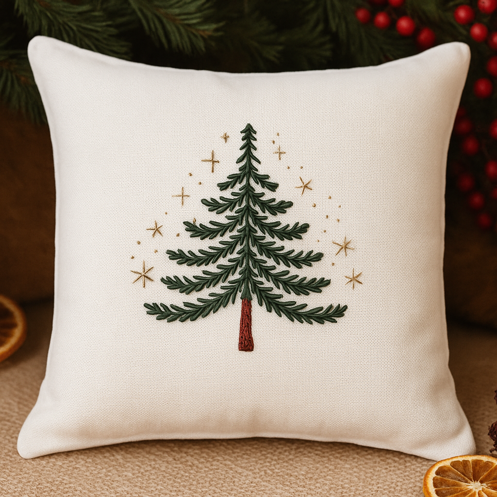Masilo Linen Throw Cushion - Christmas Tree