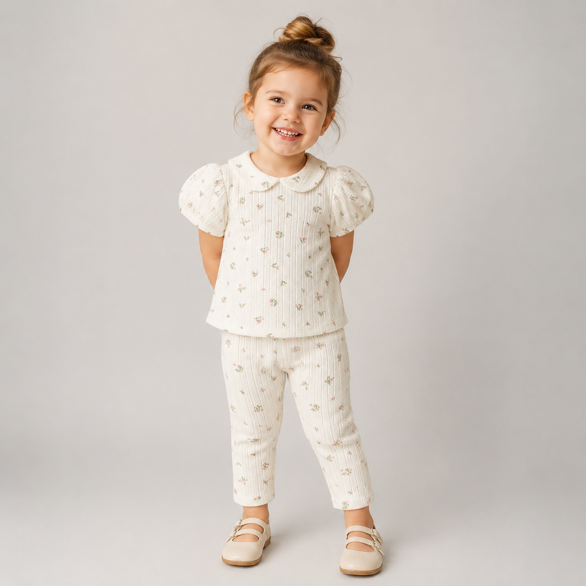 My Milestones Bio-Wash 100% Cotton Pointelle Knit Tee & Legging Set