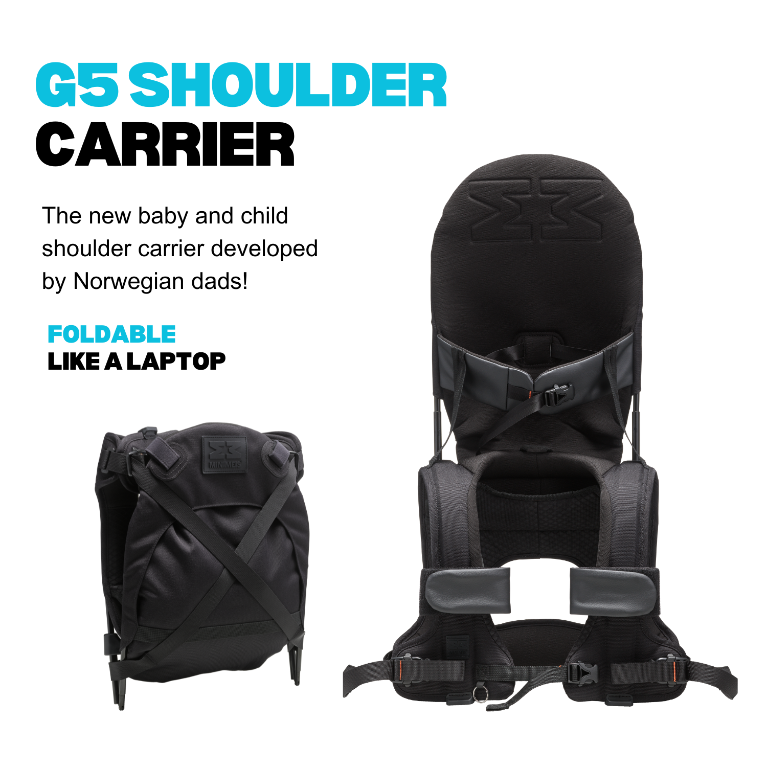 MiniMeis G5 Lightweight Child Shoulder Carrier Premium Black