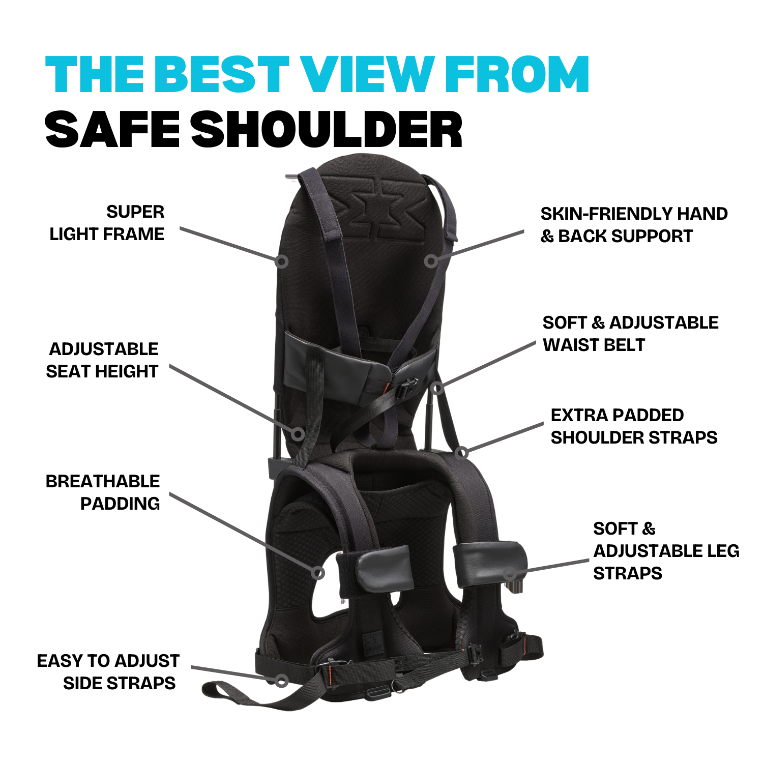 MiniMeis G5 Lightweight Child Shoulder Carrier Premium Black
