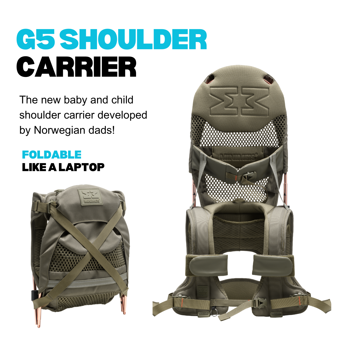 MiniMeis G5 Lightweight Child Shoulder Carrier Olive Green