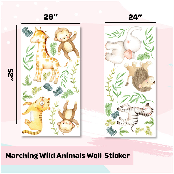 Marching Wild Animals Wall Sticker