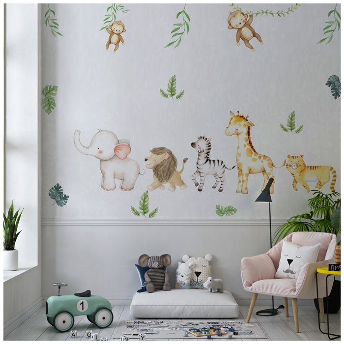 Marching Wild Animals Wall Sticker