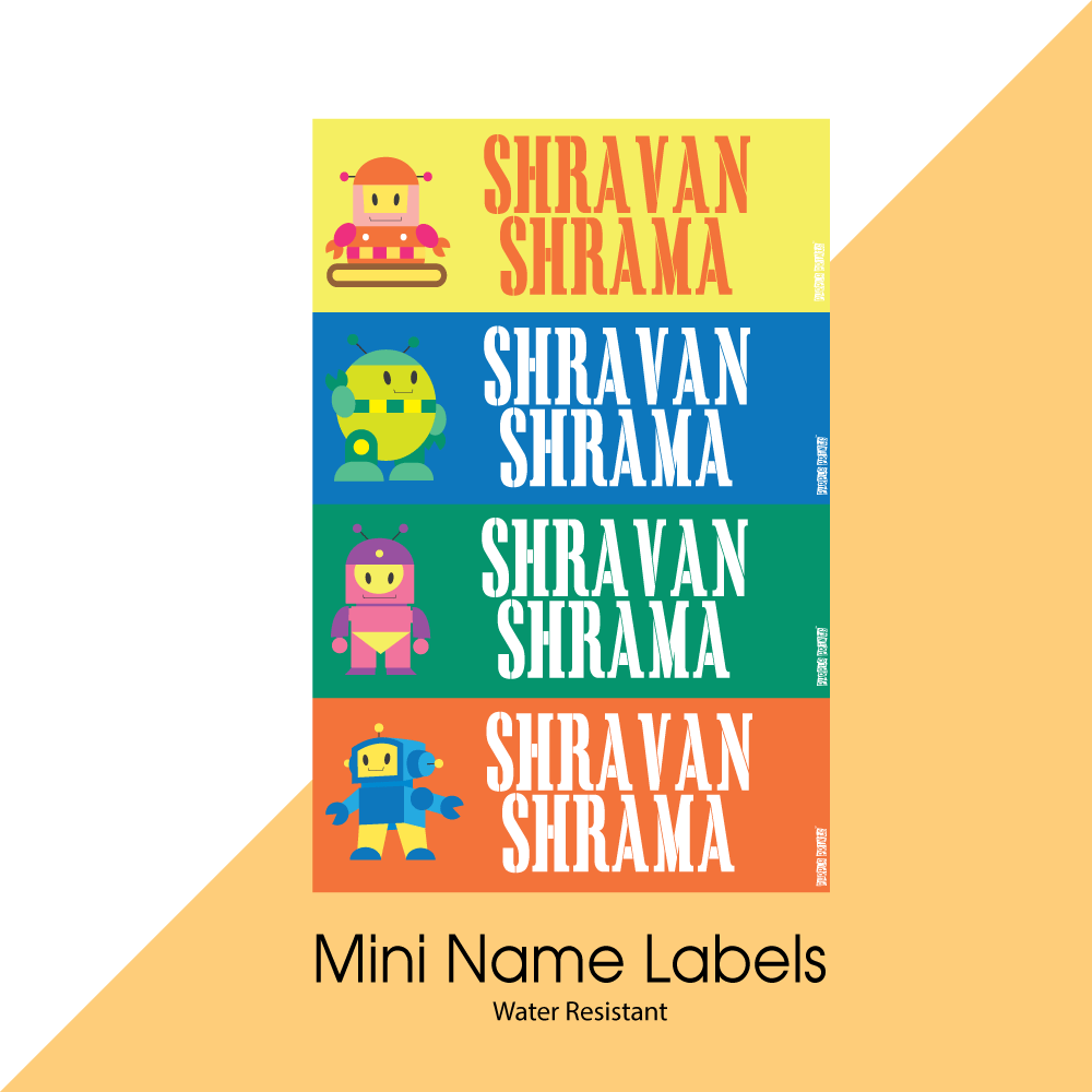 Mini Name Labels - Robots