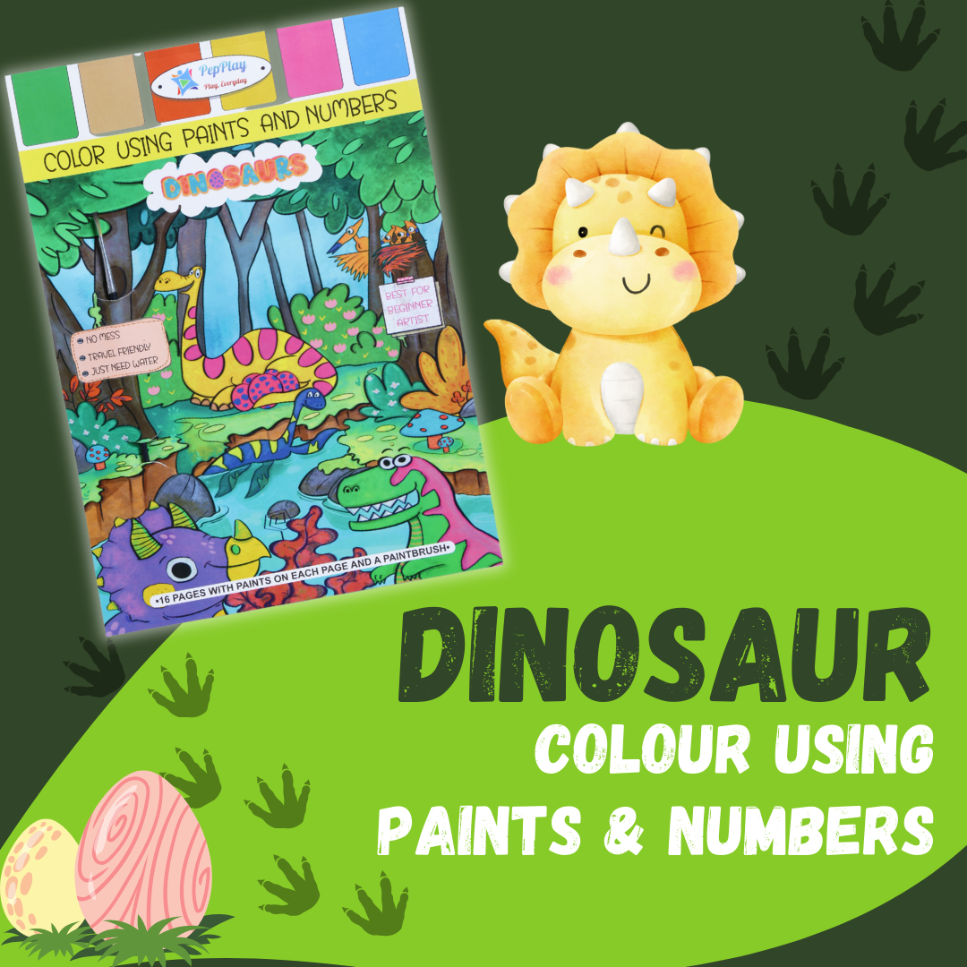 Pepplay Colour Using Paints And Numbers-Dinosaurs