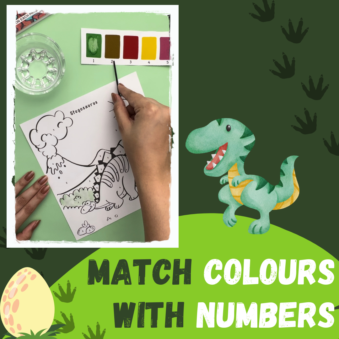 Pepplay Colour Using Paints And Numbers-Dinosaurs