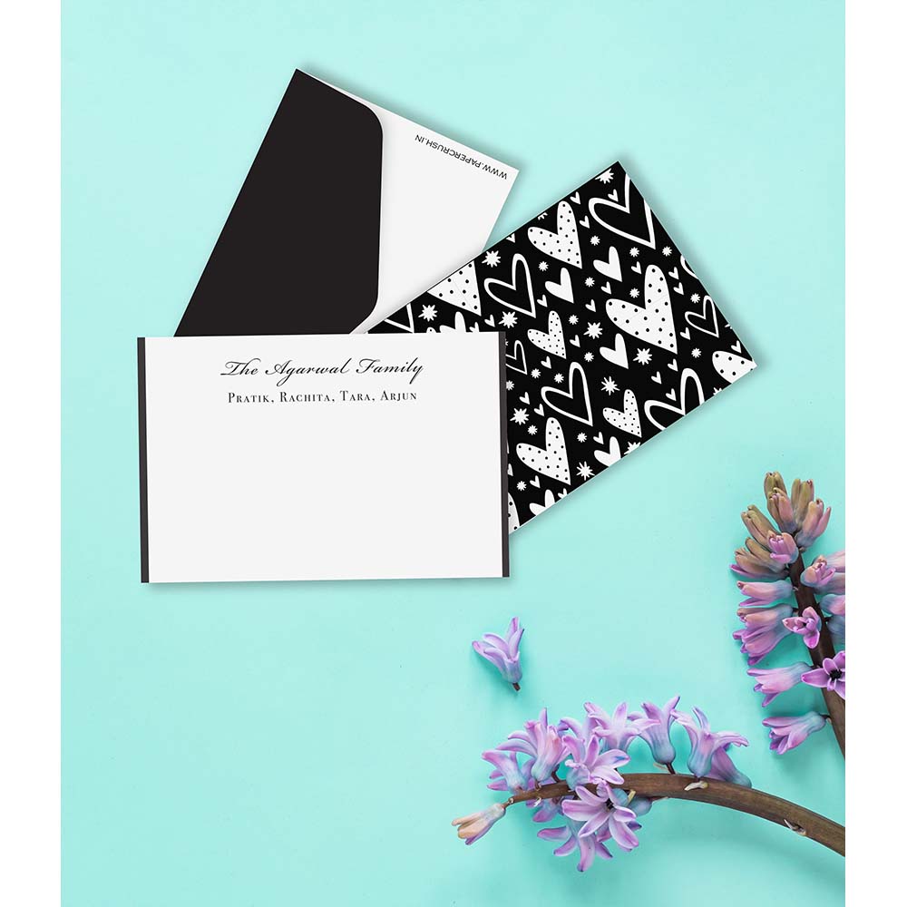 Family Card + Envelopes - Set of 25 - Monochrome Hearts