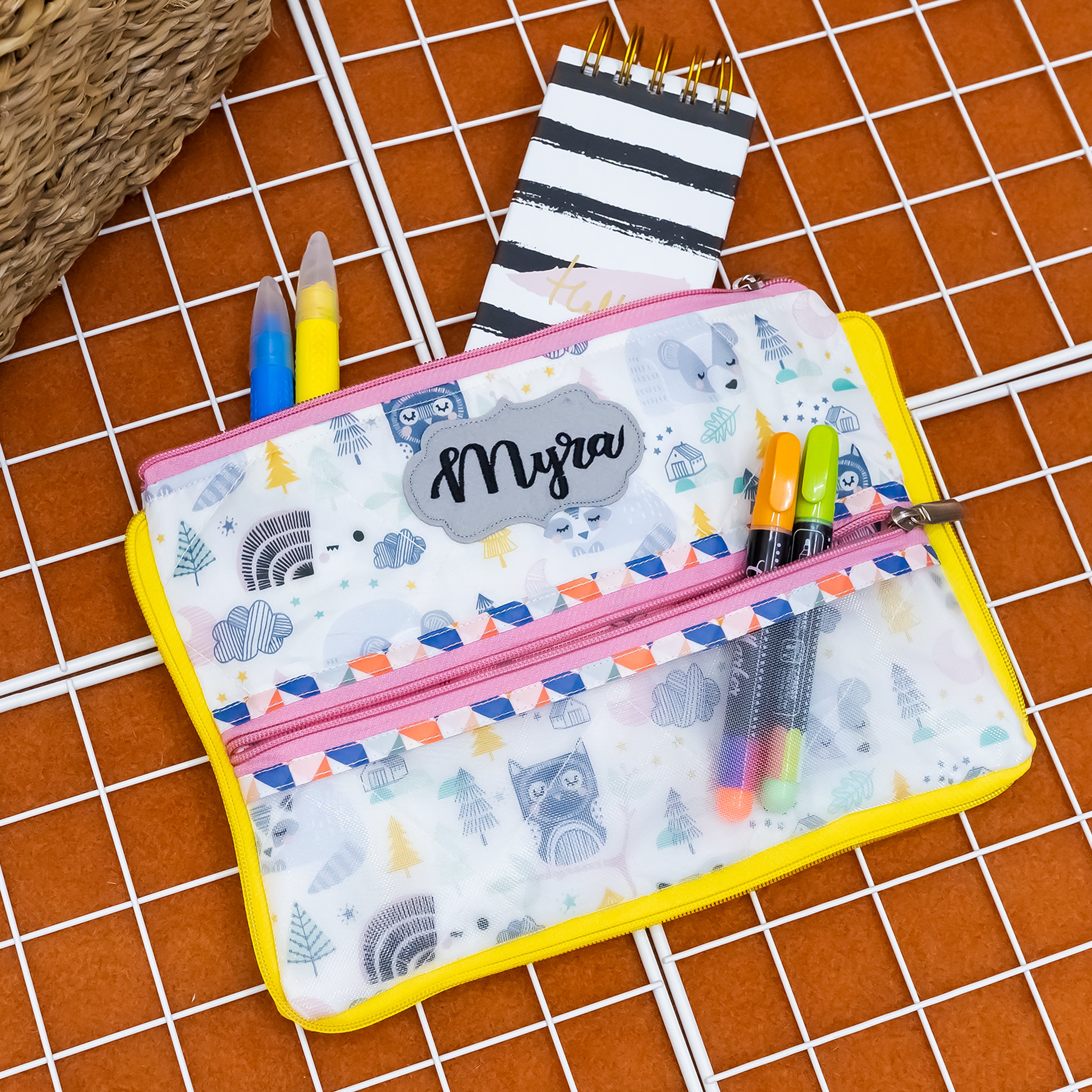 Double Zip Pencil Pouch - Neenee Animals