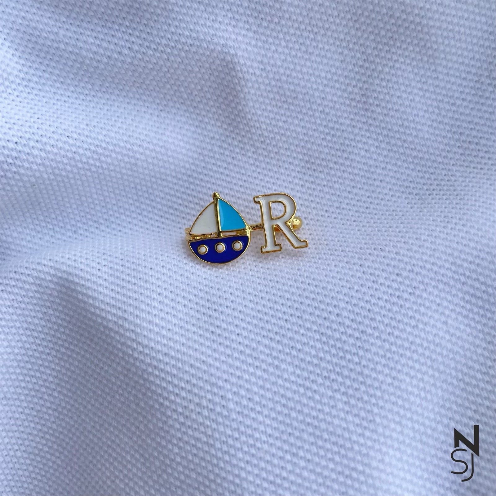 Sailboat Initial Collar Pin