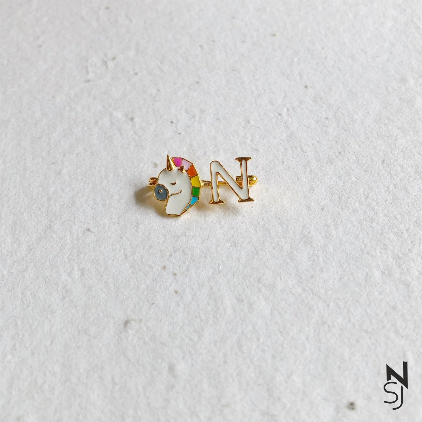 Unicorn Initial Collar Pin