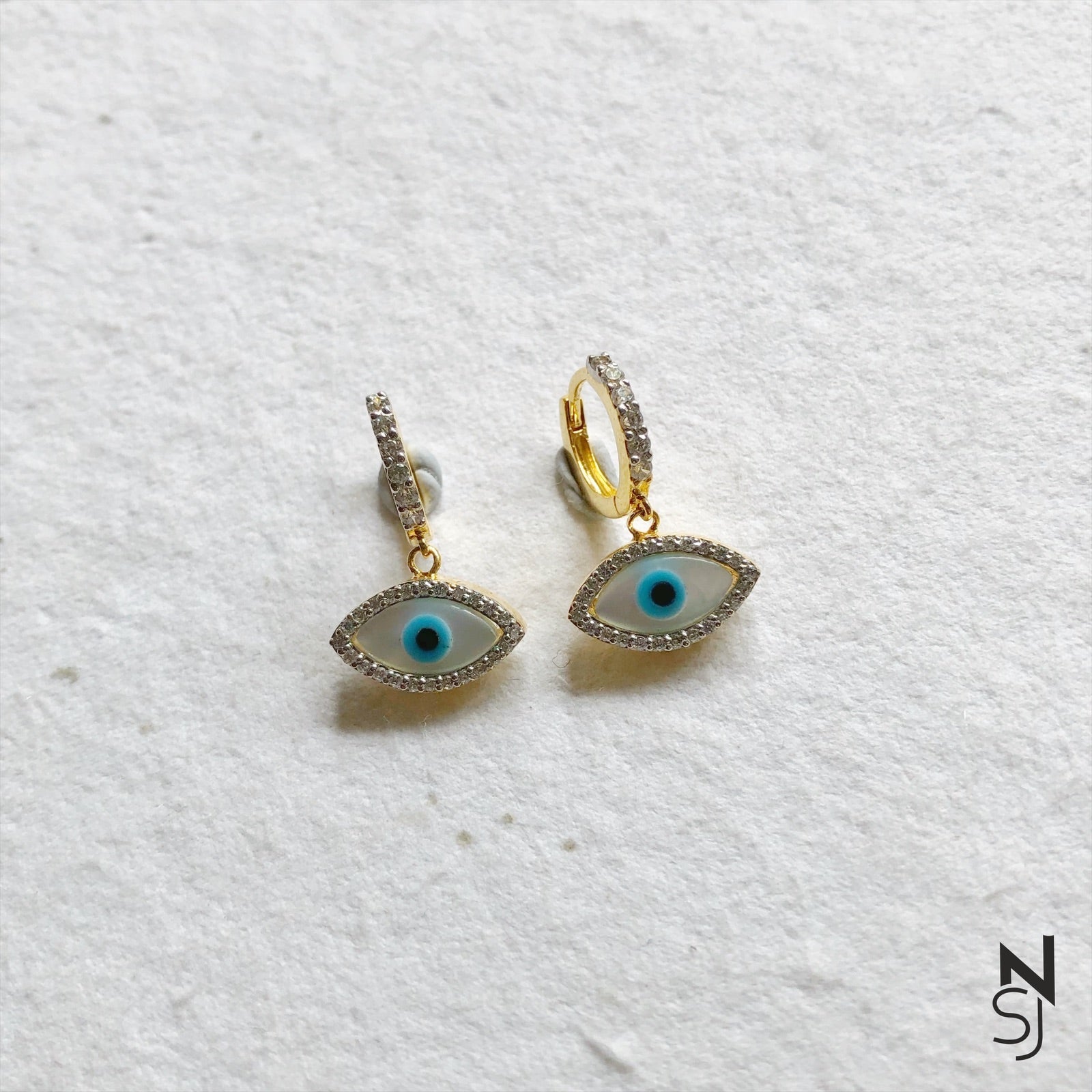 Studded Evil Eye Danglers