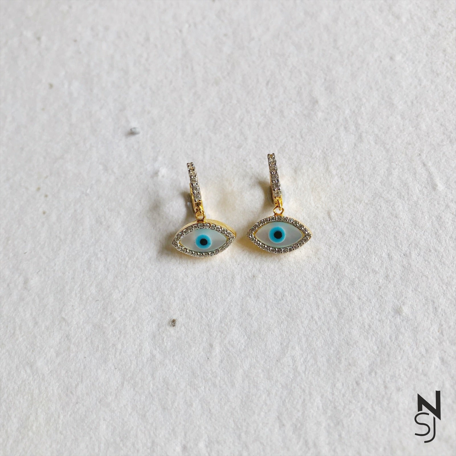 Studded Evil Eye Danglers