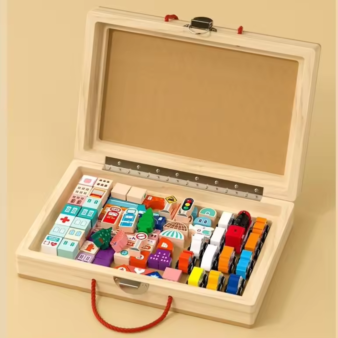 Wooden Train Set With Building Blocks