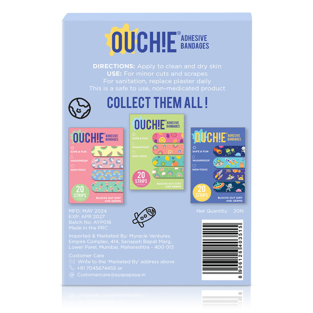 Ouchie x MuSo Non-Toxic Printed Bandages & Adventure Awaits Non-Toxic Printed Bandages Combo Pack (40 Pack)
