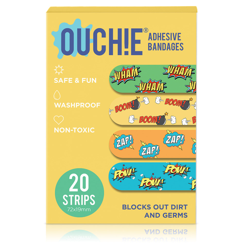 Ouchie x MuSo Non-Toxic Printed Bandages & Action Pack Non-Toxic Printed Bandages Combo Pack (40 Pack)